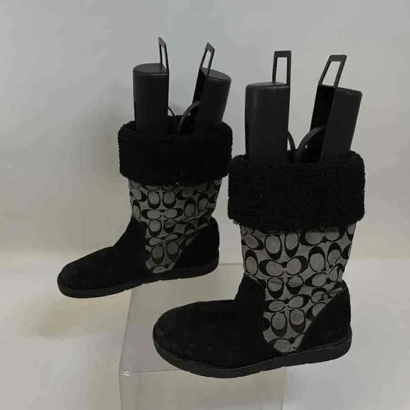 Coach Designer Women's Monogram Black Gray Boots - Size 10B - Picture 3 of 7